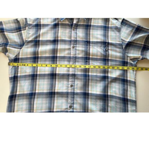 Marmot Mens XXL Blue Plaid Short Sleeve Button Up Shirt Lightweight Spring Navy - Picture 8 of 9